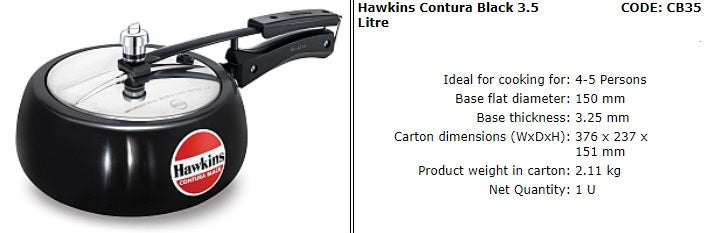 Hawkins Contura Black Pressure Cooker Fast Efficient and Stylish